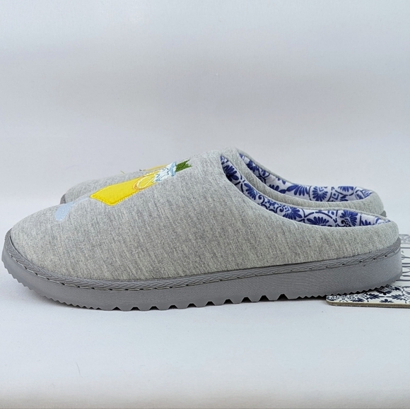 Slipper Limoncello Spritz Embroidered Jersey Knit Slip On Grey M (6.5-7.5) NWT - Picture 7 of 11
